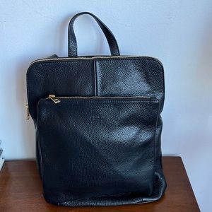 Black leather convertible backpack
